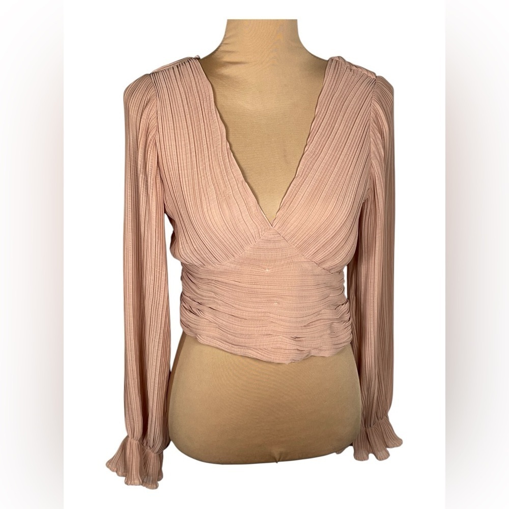 She + Sky Pink Ruched‎ Wrap Blouse NWT Medium